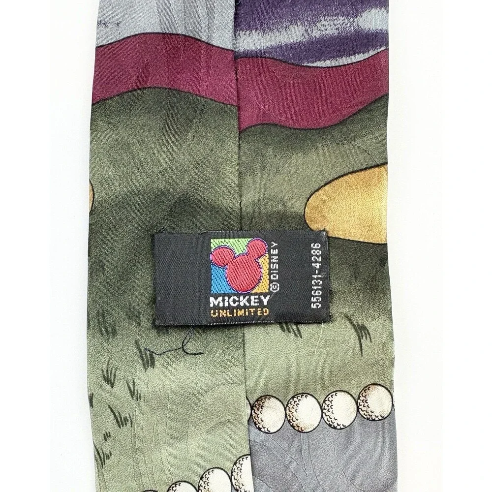 Disney Necktie Mickey Mouse Minnie Mouse Golf Themed 100% Silk Mickey Unlimited